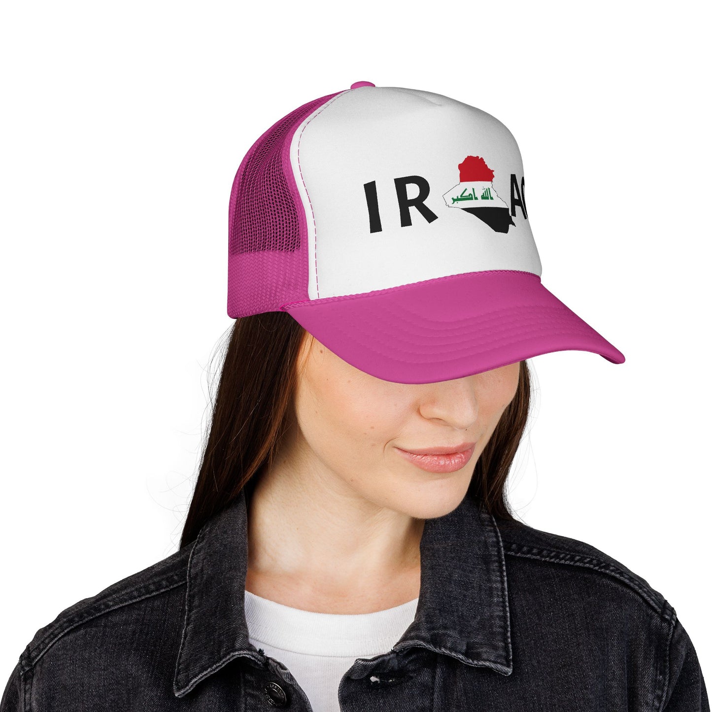 Iraq Flag Trucker Cap — Mesh Back Hat with Iraq Map and Arabic Script