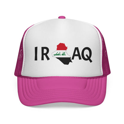 Iraq Flag Trucker Cap — Mesh Back Hat with Iraq Map and Arabic Script