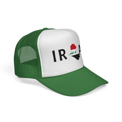 Iraq Flag Trucker Cap — Mesh Back Hat with Iraq Map and Arabic Script