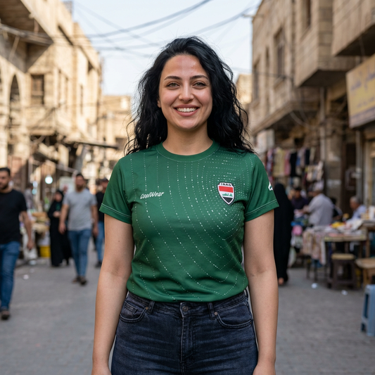 Iraq Jersey Women's Tee Green— AYMEN 18