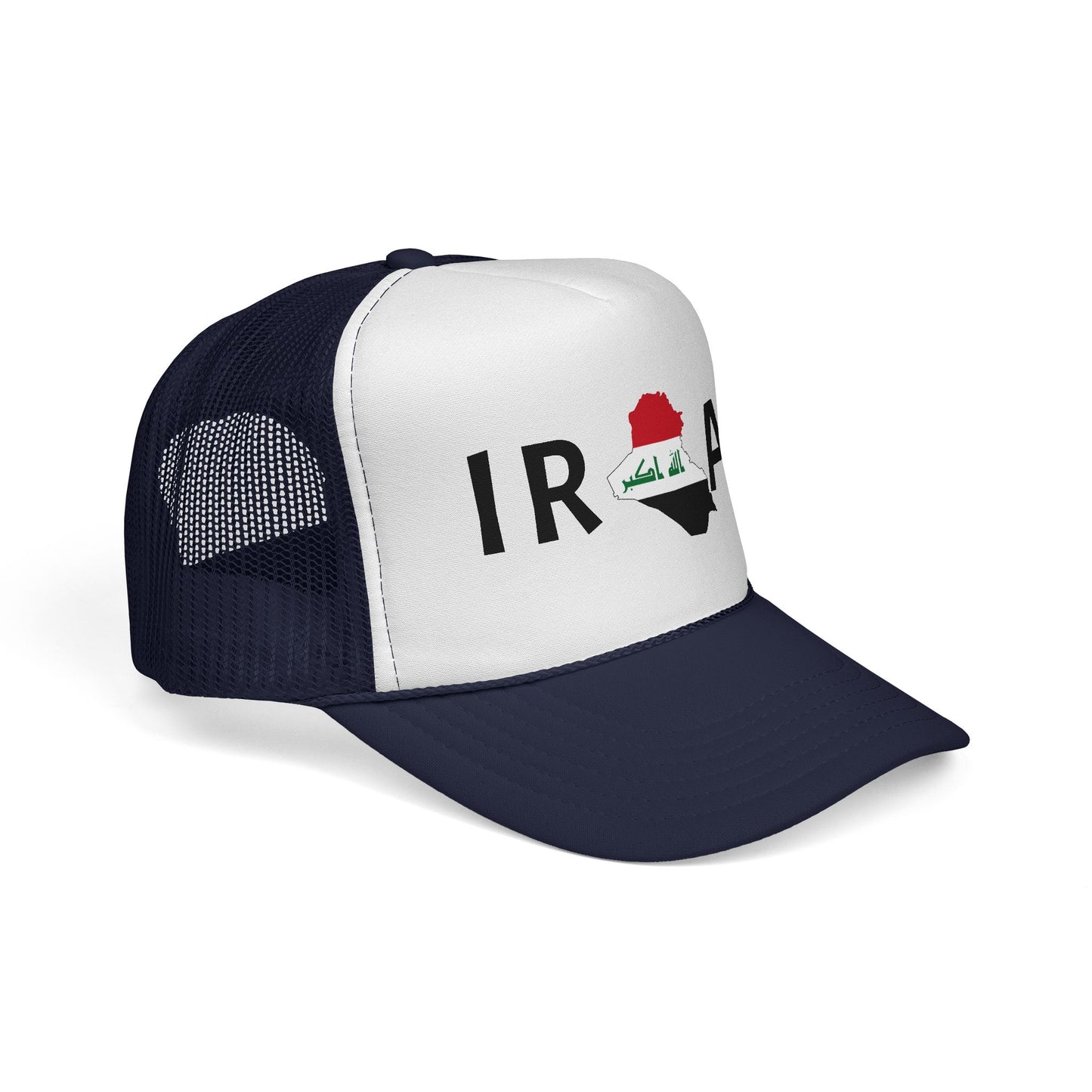 Iraq Flag Trucker Cap — Mesh Back Hat with Iraq Map and Arabic Script