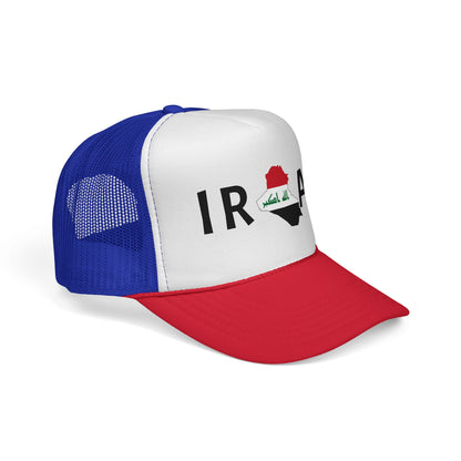 Iraq Flag Trucker Cap — Mesh Back Hat with Iraq Map and Arabic Script