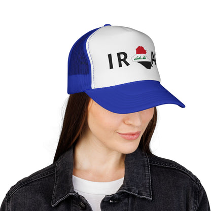 Iraq Flag Trucker Cap — Mesh Back Hat with Iraq Map and Arabic Script