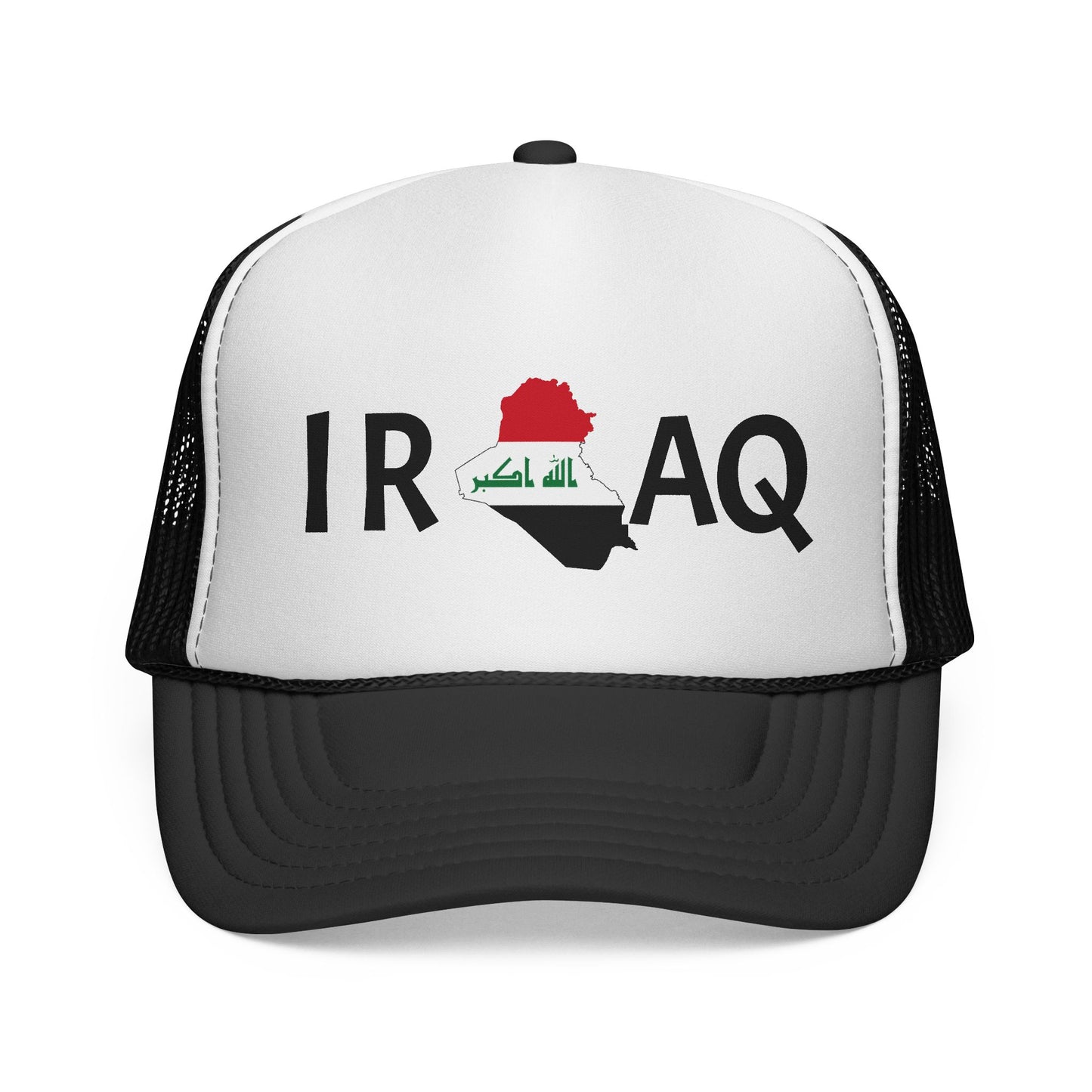 Iraq Flag Trucker Cap — Mesh Back Hat with Iraq Map and Arabic Script