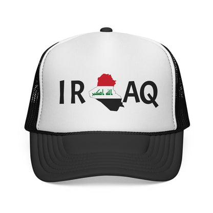 Iraq Flag Trucker Cap — Mesh Back Hat with Iraq Map and Arabic Script