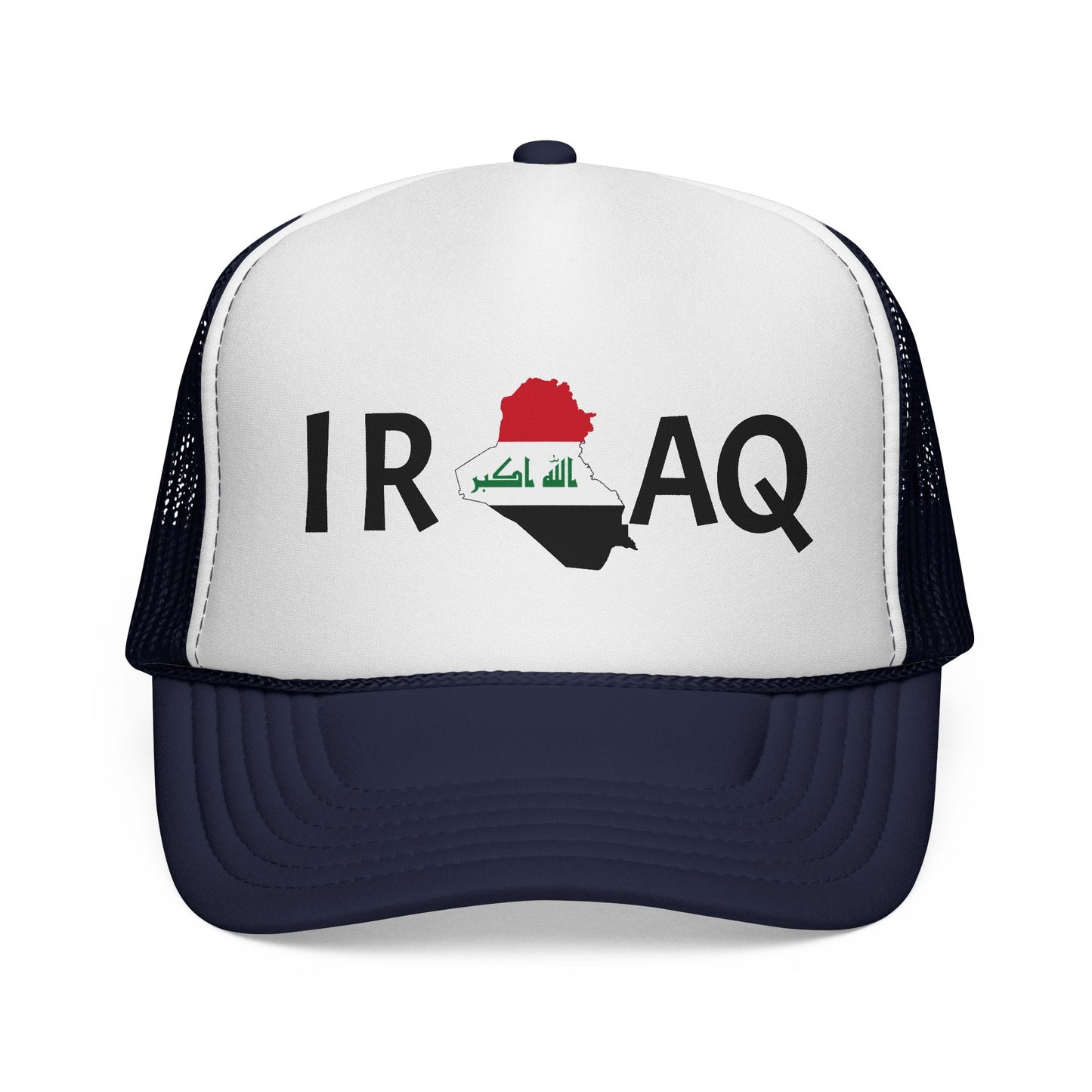 Iraq Flag Trucker Cap — Mesh Back Hat with Iraq Map and Arabic Script