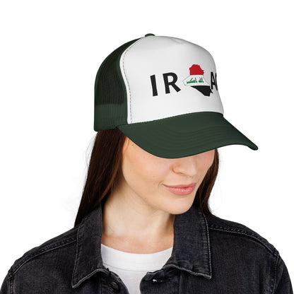 Iraq Flag Trucker Cap — Mesh Back Hat with Iraq Map and Arabic Script