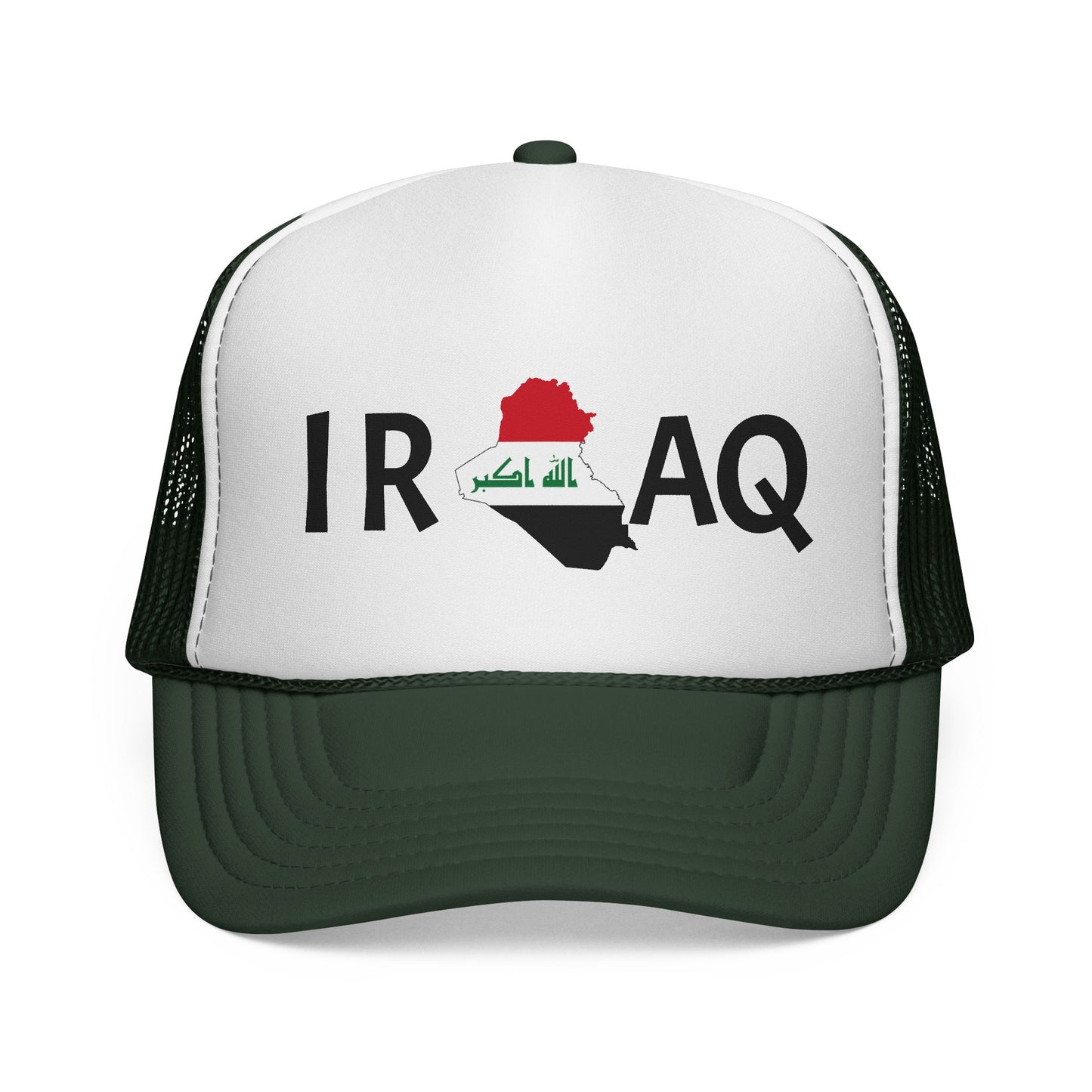 Iraq Flag Trucker Cap — Mesh Back Hat with Iraq Map and Arabic Script